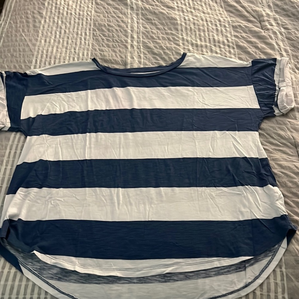 Maurices blue and white striped shirt
